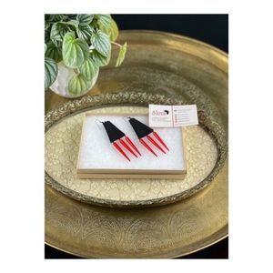 Alora Boutique Earrings New Wave 80s Vibe Red Black NIB Funky Glam Rock